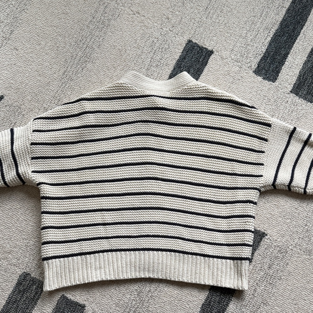 Alex Mill Cream Cardigan with navy Stripes - Picture 5 of 5